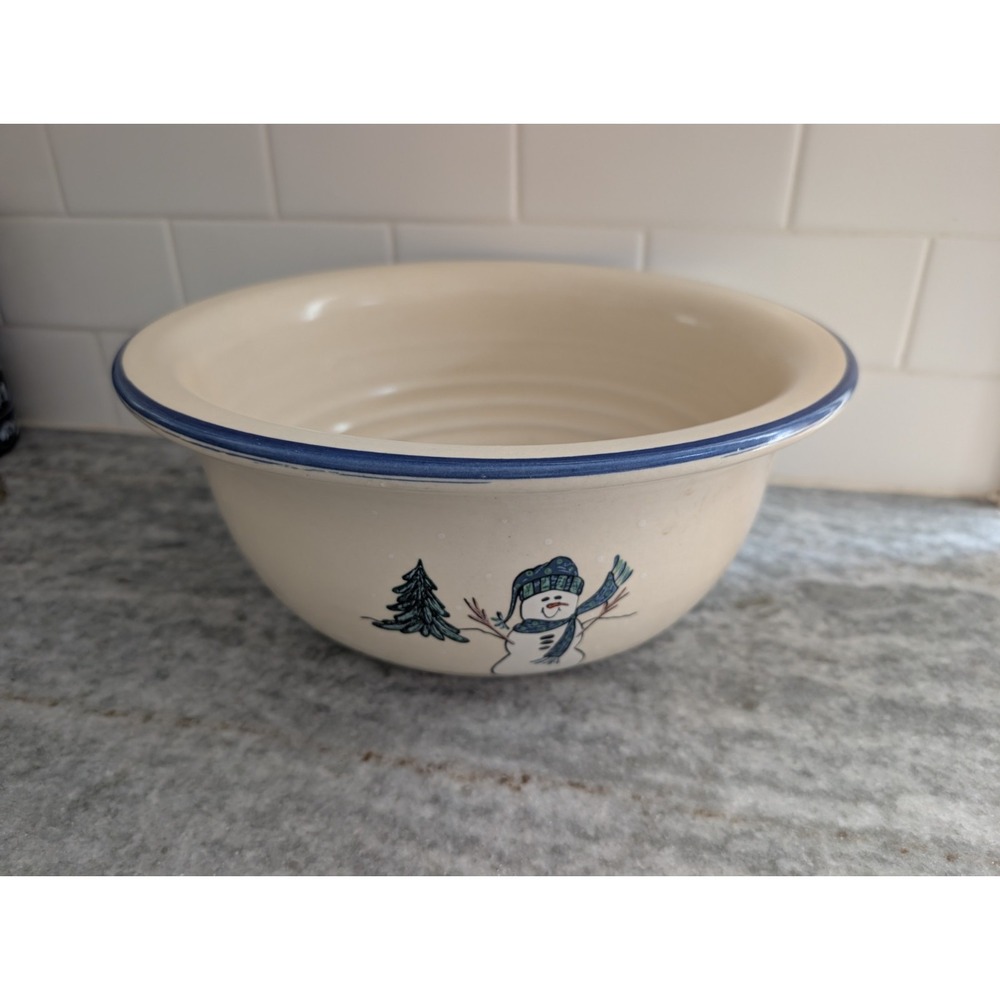 Vintage SNOW MORE Ceramic Stoneware Heavy 11" Large Pottery Bowl